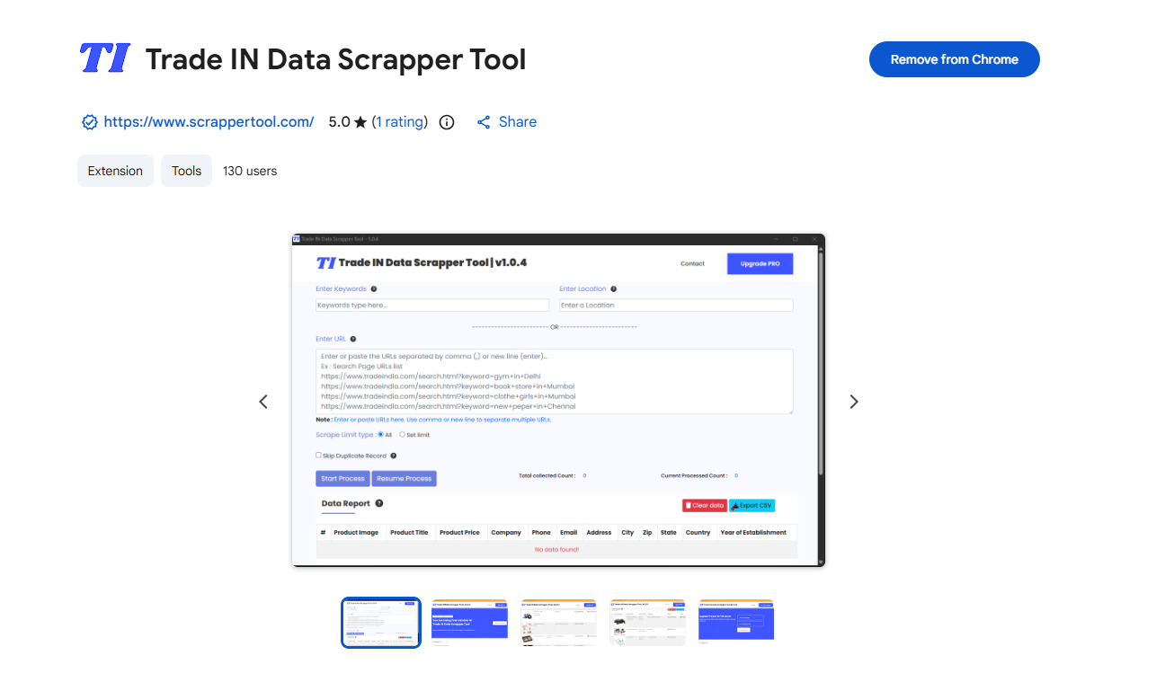 Trade-In Data Scraper UI