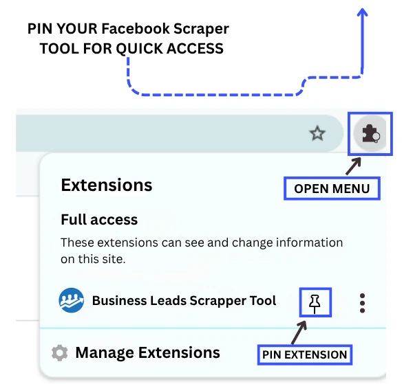 Facebook Scraper tool pin