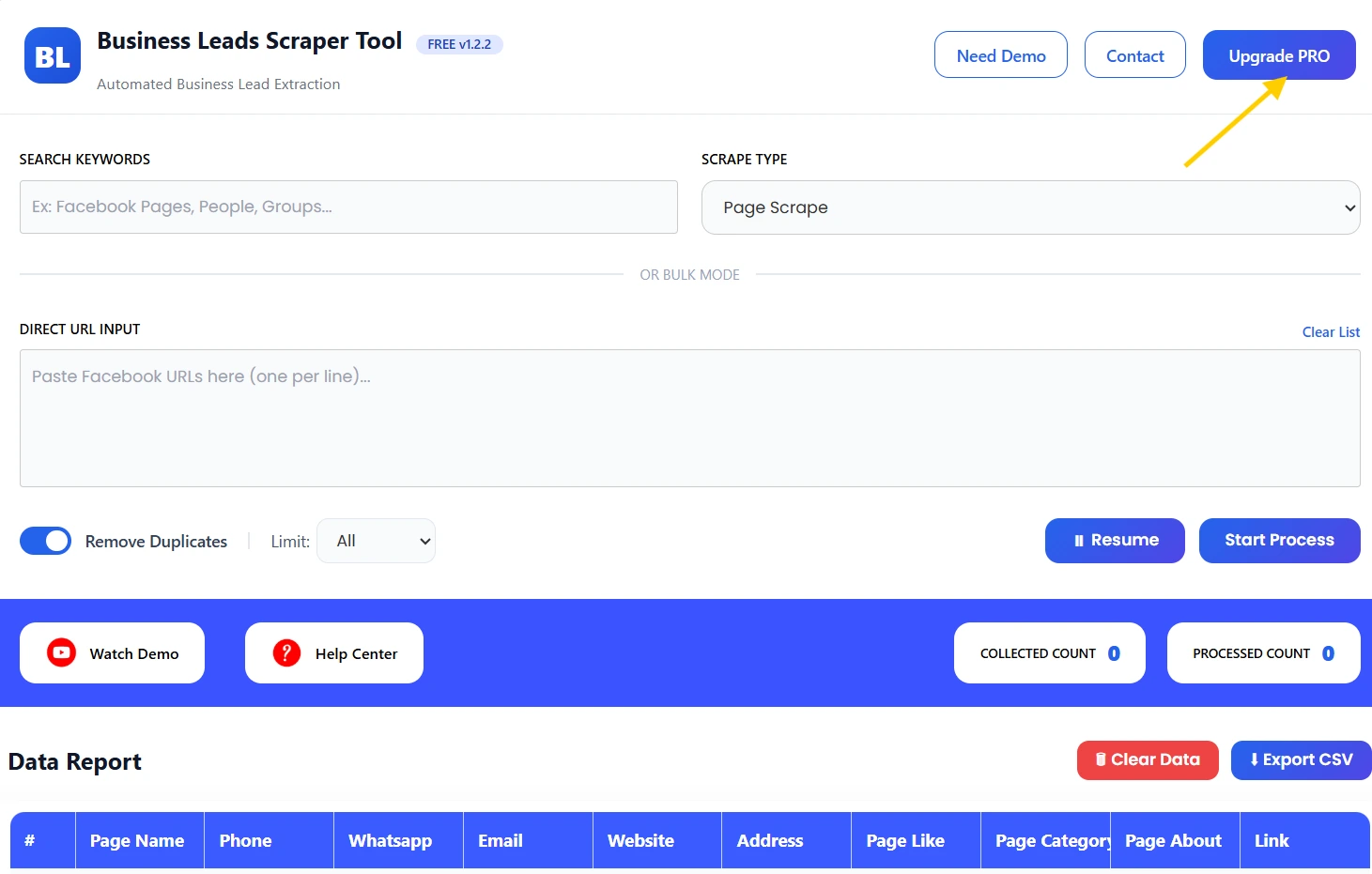 Facebook Scrapper Tool PRO