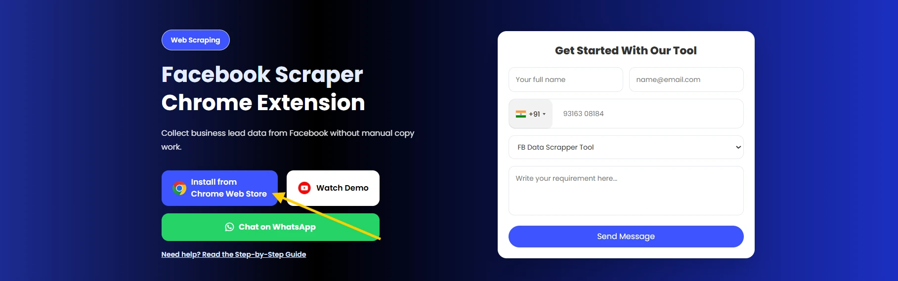 Facebook Scrapper Tool Page