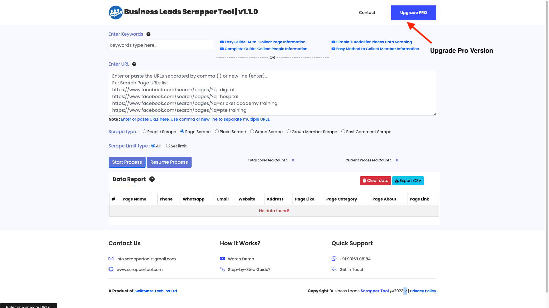 Upgrade Facebook Scraper Tool