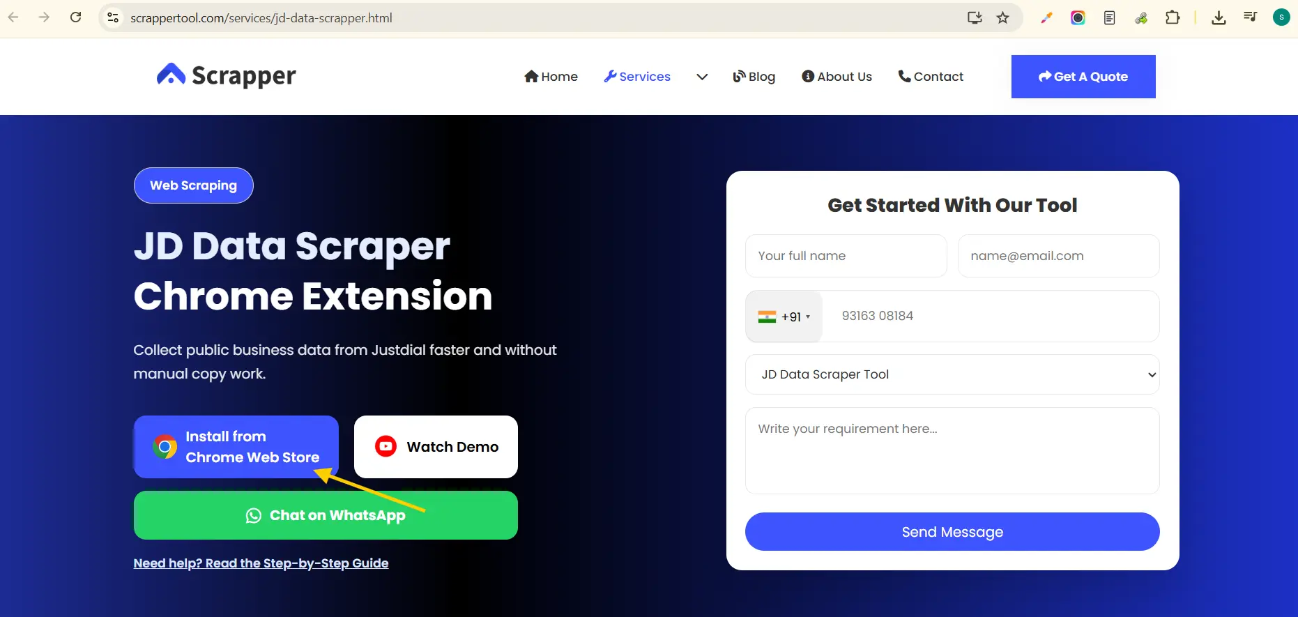 JD Scrapper Tool Page