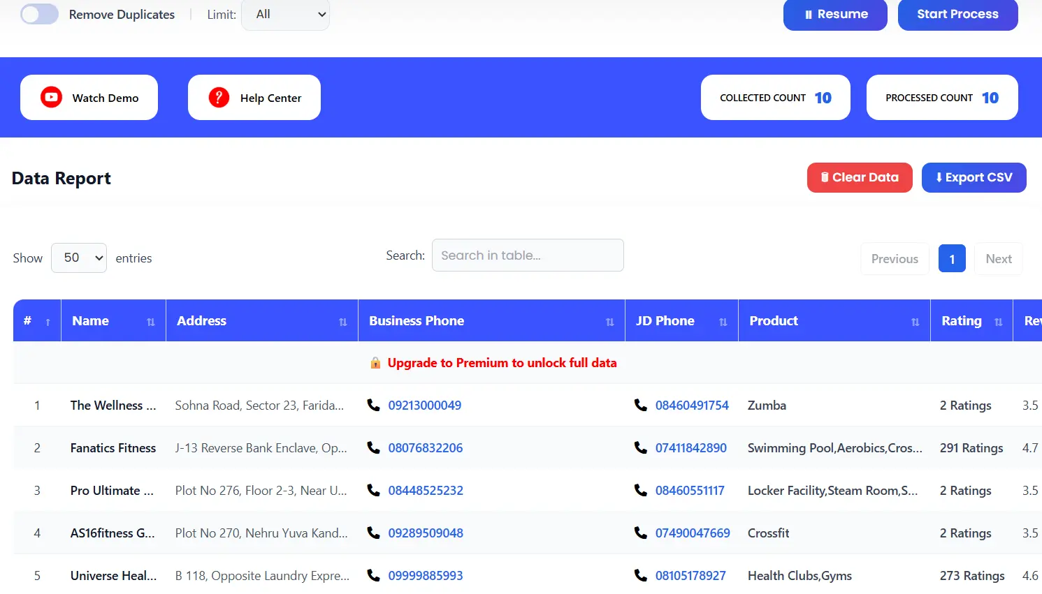 JD data Scrapper Tool DATA
