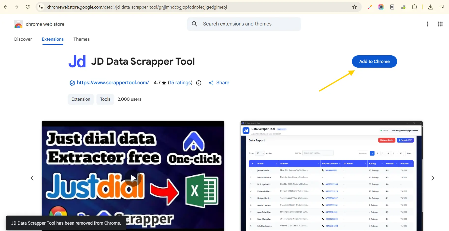 JD data Scrapper Tool Web Store