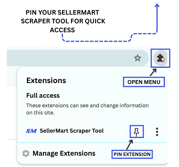 SellerMart scrapper tool pin extension 