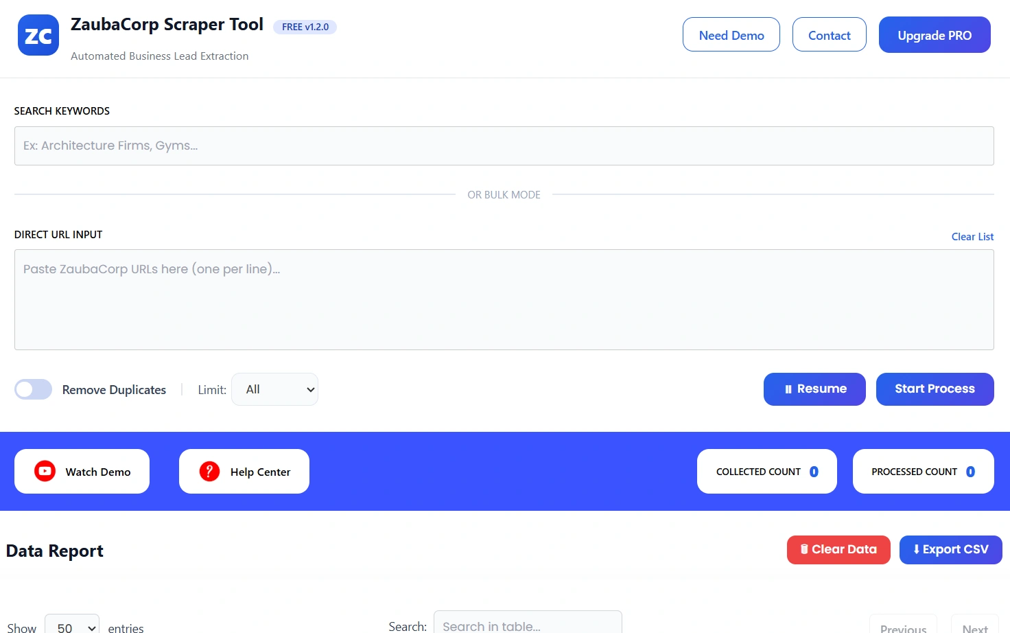 Zauba Corp Scrapper Tool Blank Page