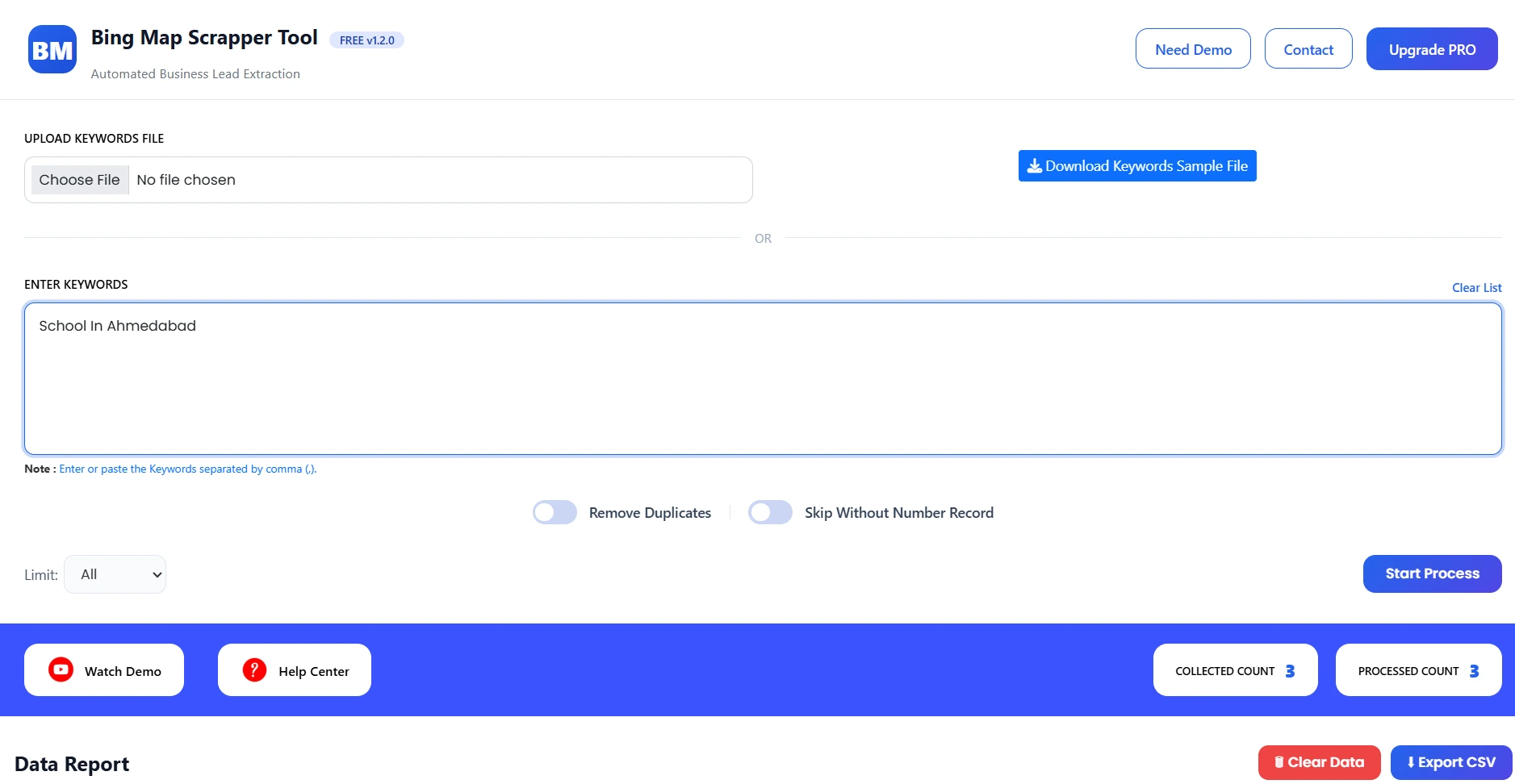Bing_Map_Scrapper_Tool _Dashboard