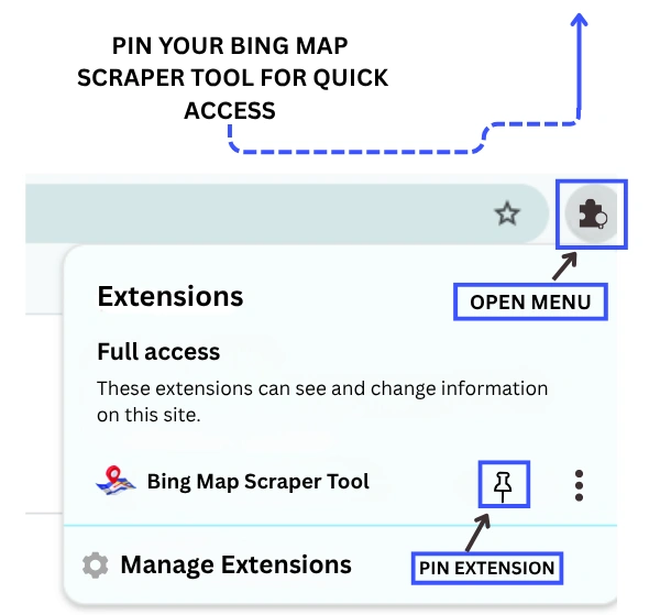 Bing Map scraper tool pin extension