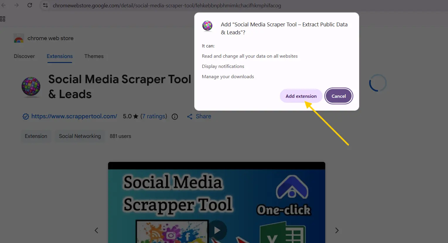 Social Media Scrapper Tool Add Extension