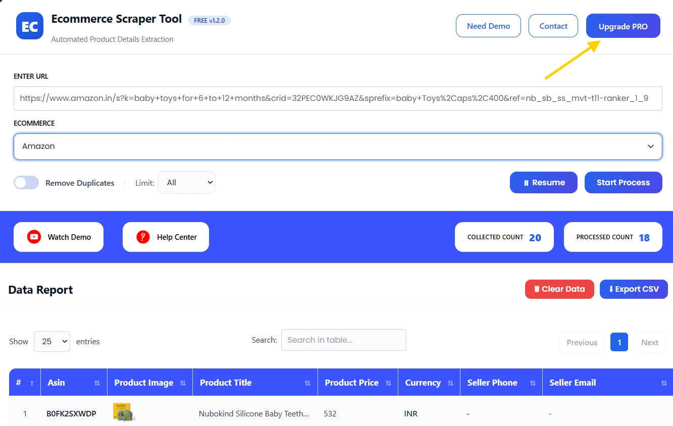 ECOMMERCE SCRAPPER TOOL pro