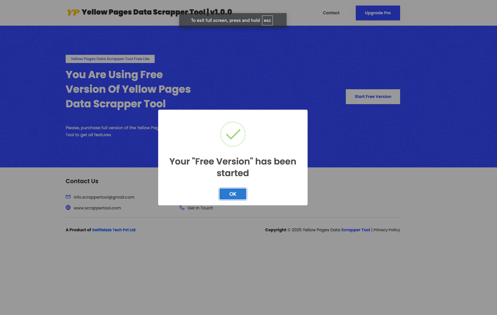 Succesfully added free version of yellow pages scraper tool