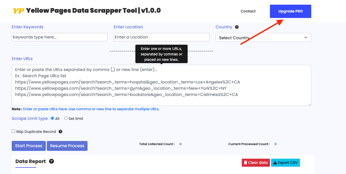 Upgrade Yellow Page Scraper Tool