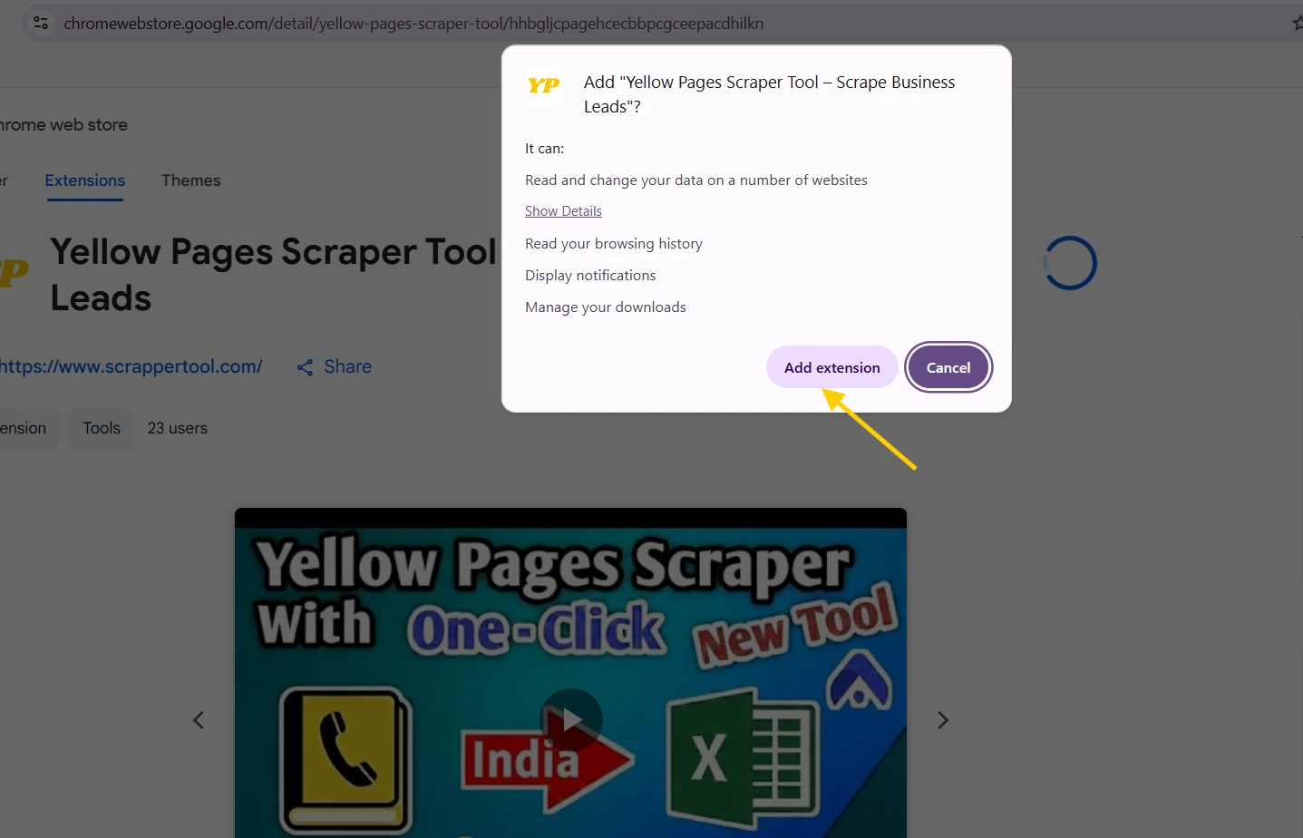 Yellow Pages Scrapper Tool Add Extension