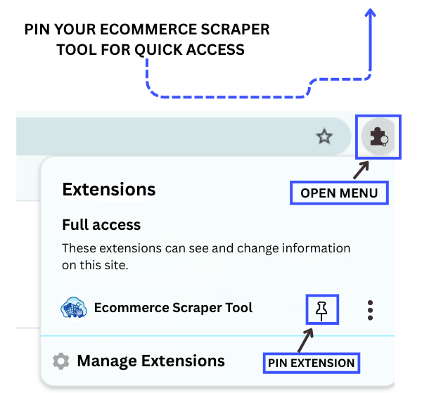 Amazon Scrapper Tool Pin The Extension