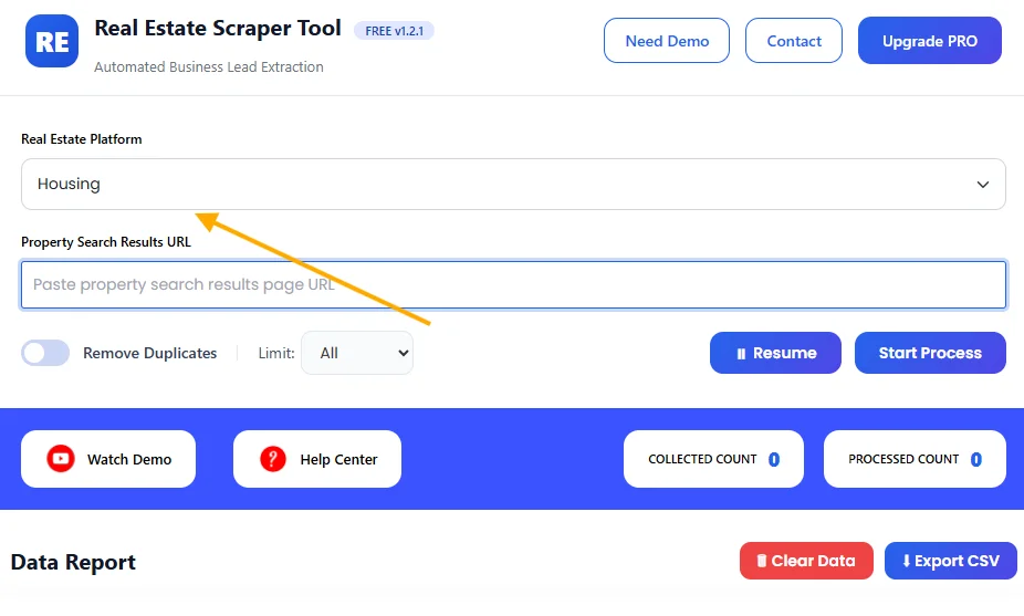 Housing Scrapper Tool PlatForm Selection