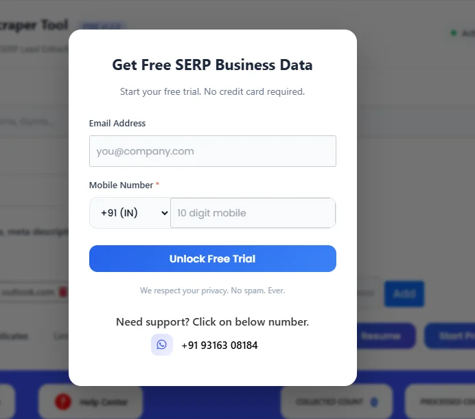 SERP Scrapper Tool Extension Popup