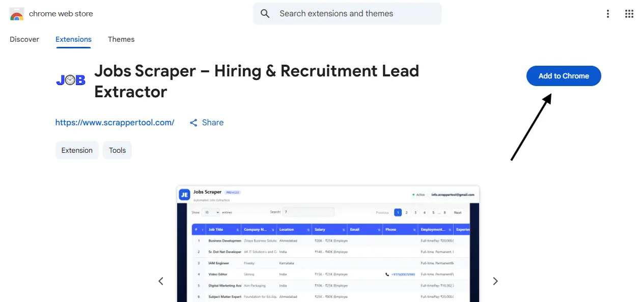 Job Scraper Tool Chrome Web Store