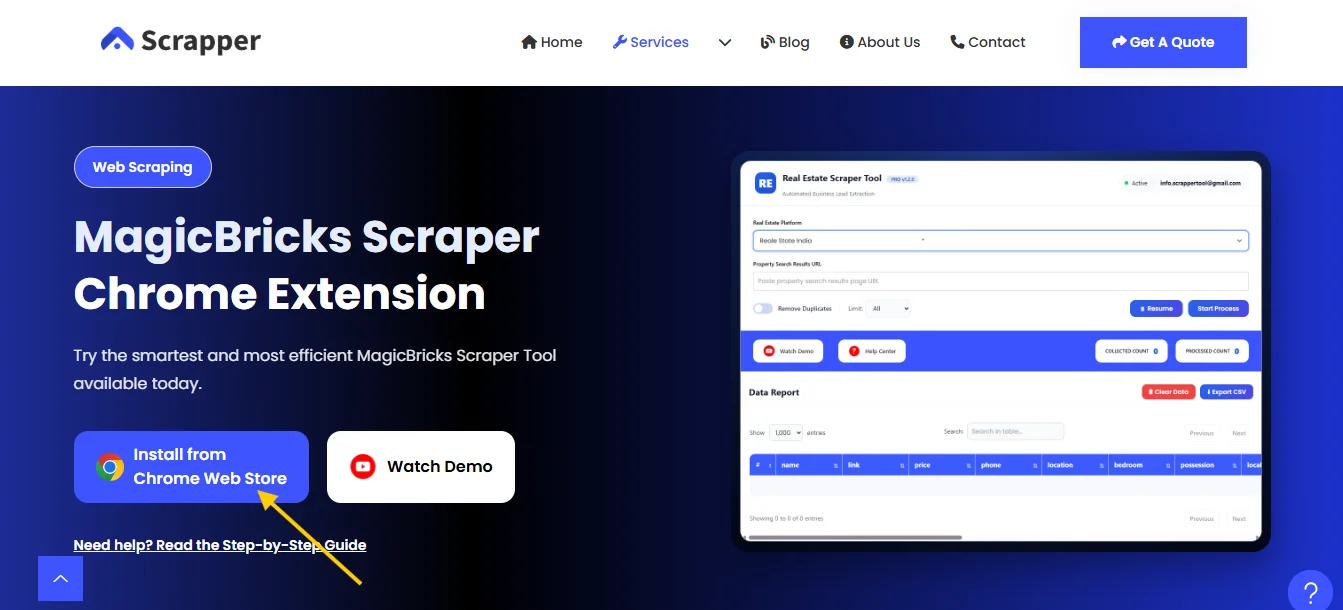 MagicBaricks ScrapperTool Website