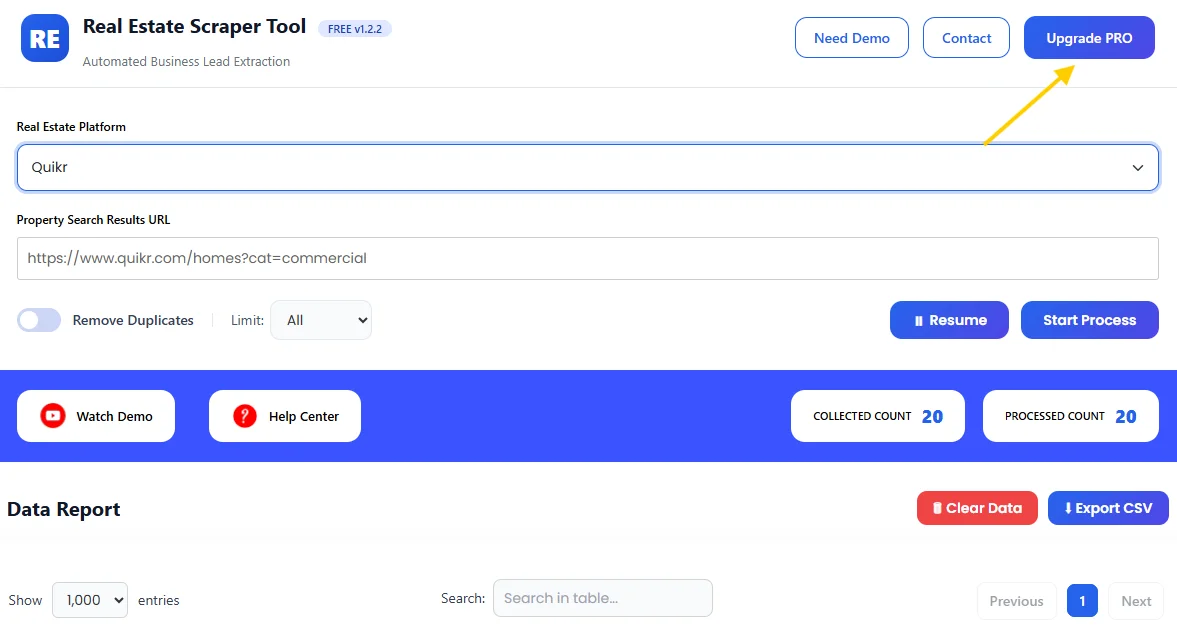 Quickr Scrapper Tool PRO