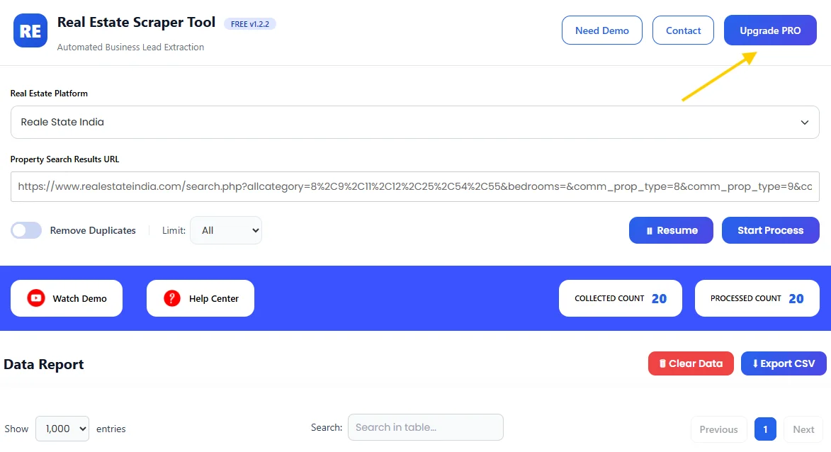 Real State India Scrapper Tool PRO