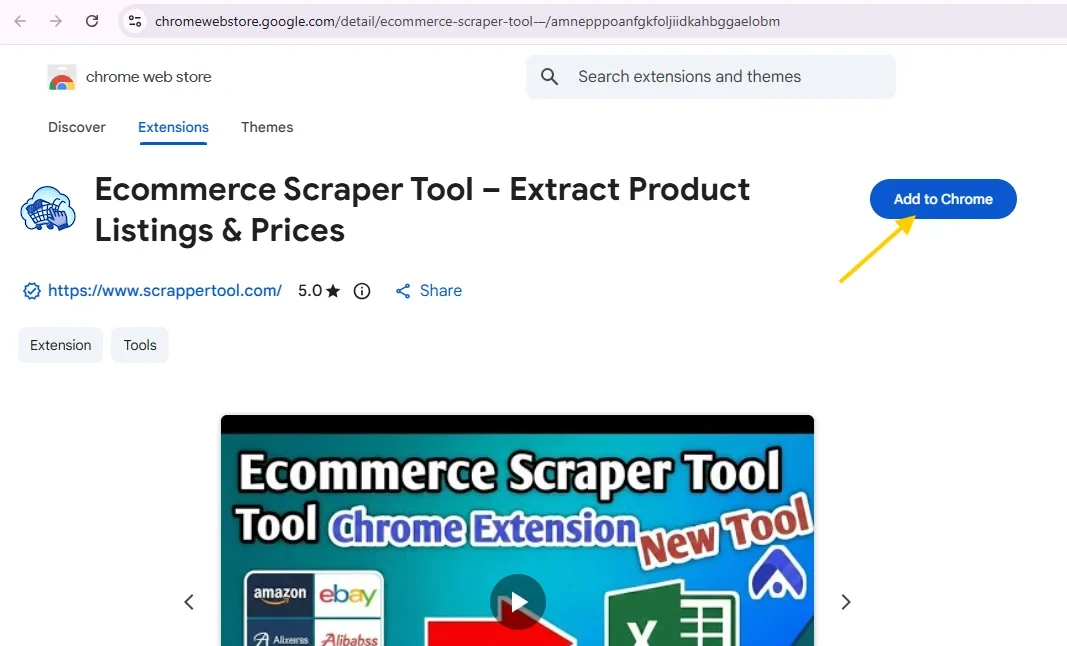 Flipkart Scrapper Tool Web Store Page