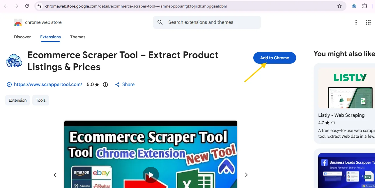 Amazon Scrapper Tool Web Store Page