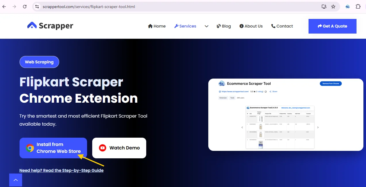 Flipkart ScrapperTool Web Page