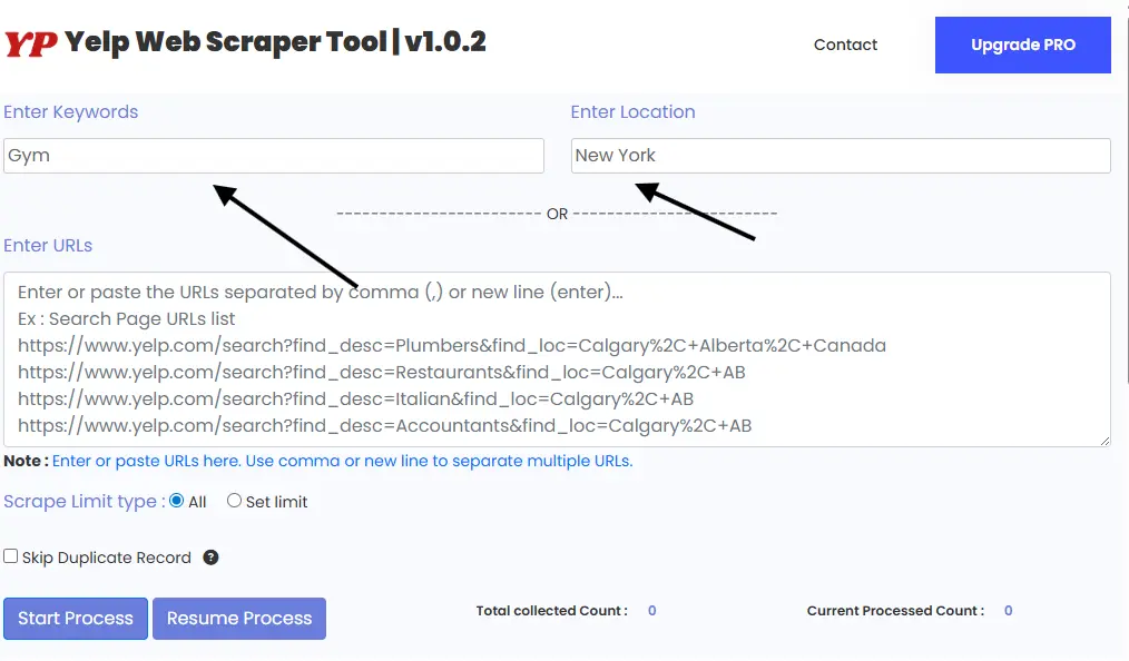 Yelp Scraper Tool Keyword Location