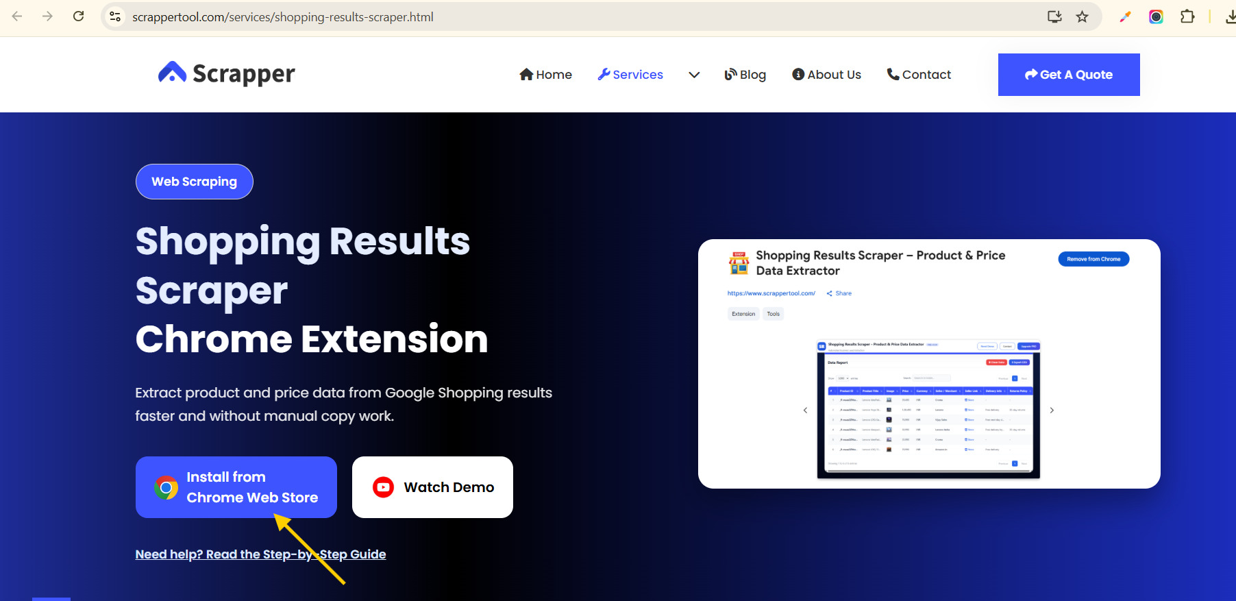 Shopping Results Scrapper Tool Web