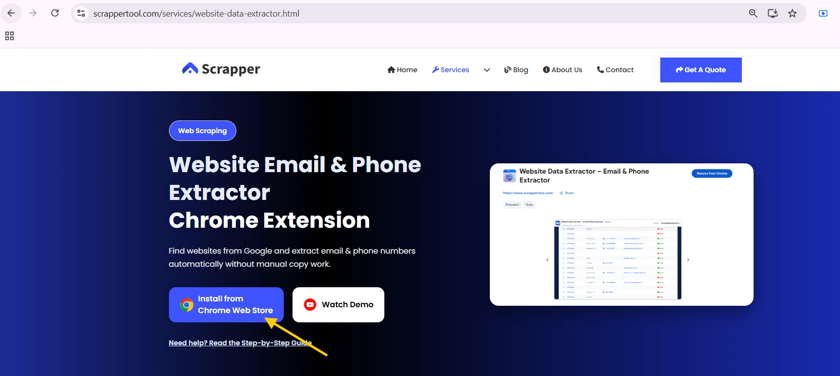 website-data-extractor Web PAge