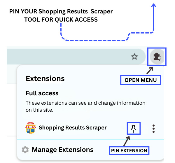 Shopping Results Scrapper Pin Extension 