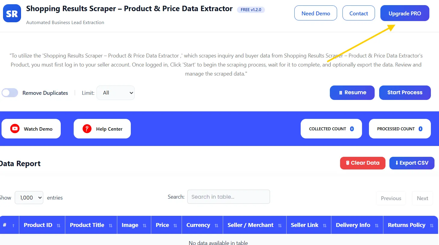 Shopping Results Scrapper Tool PRO
