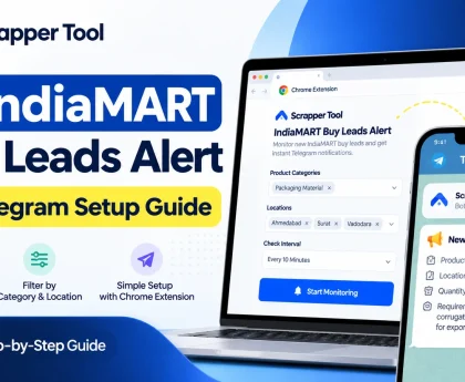 IndiaMART Buy Leads Alert Telegram setup guide for Scrapper Tool Chrome extension